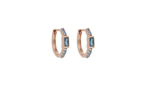 Orecchini Argento Placcato Oro Rosa Con Pietre Azzurre Cuori Milano 24891790